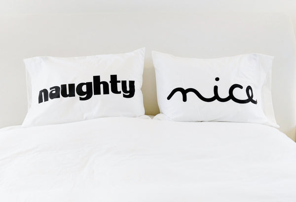 Naughty or Nice Pillowcase Set Funny Pillowcases Holiday Pillows 300TC Couples Pillowcases Holiday Gift for Couple Gag Gift Christmas Gift